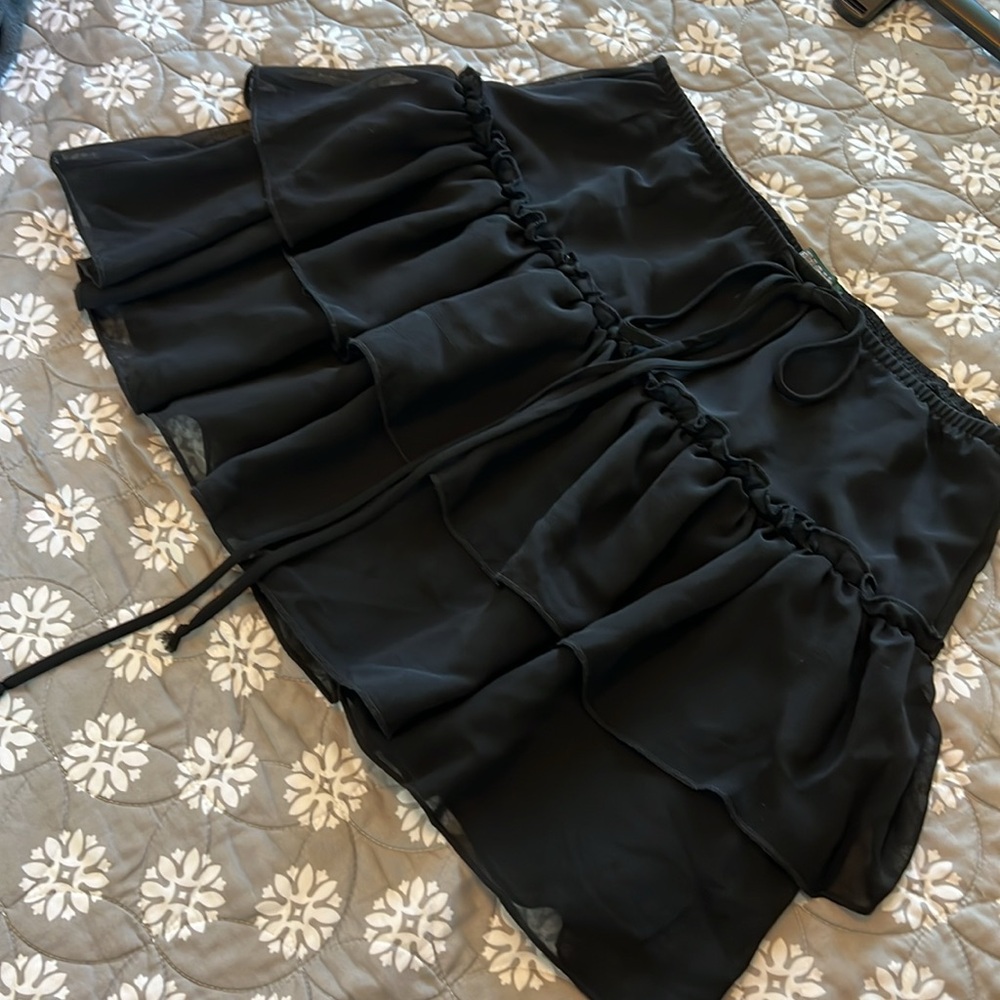 Wild Fable Black Mini Skater Skirt with Ruffled Tiers